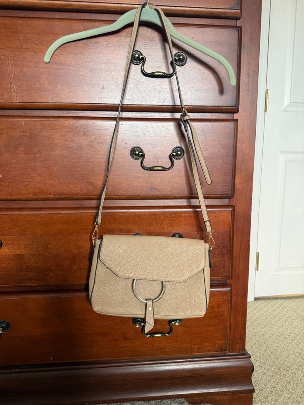 Women's Pebbled Crossbody Shoulder Bag - Taupe